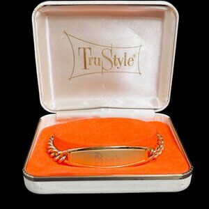 Speidel USA Gold Tone Curb Chain Identity Bracelet - Engraved Brad (5352)